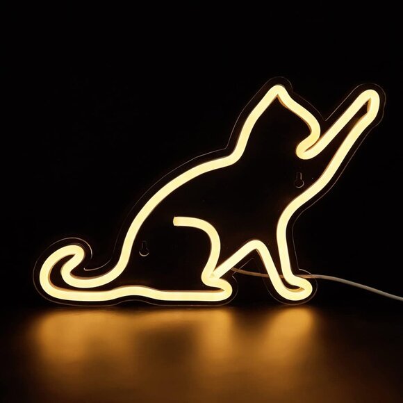Cat LED Neon Sign Warm White USB Night Light for Kids Room Wall Decor  Gift - Picture 4 of 6